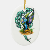 Schöne farbenfrohe keltische Fee Keramikornament (Vorne)