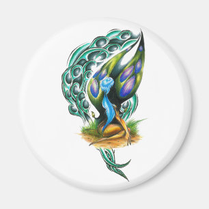 Schöne farbenfrohe keltische Fee Magnet