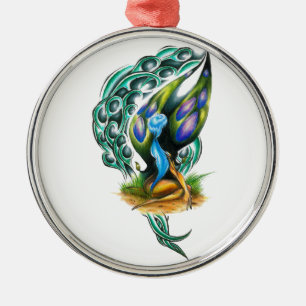 Schöne farbenfrohe keltische Fee Silbernes Ornament