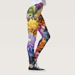 Schöne farbenfrohe KI-Kunstblumen Leggings