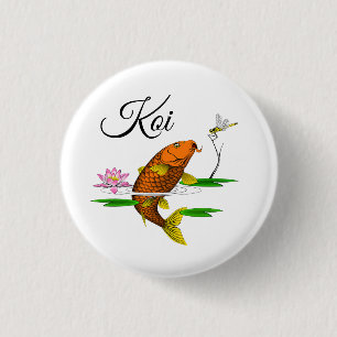 Schöne farbenfrohe Koi-Illustration Button