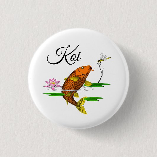 Schöne farbenfrohe Koi Illustration Button (Vorderseite)