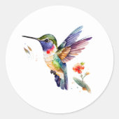 Schöne farbenfrohe Kolibri-Illustration Runder Aufkleber (Vorderseite)