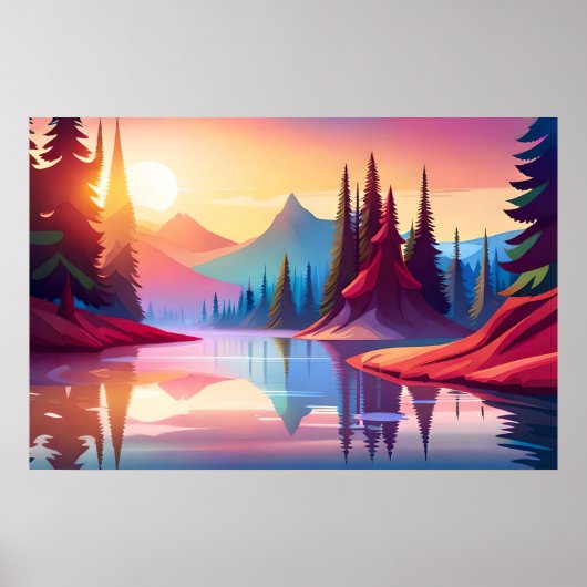 Schöne farbenfrohe Landschaft Poster (Vorne)