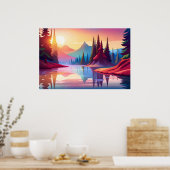 Schöne farbenfrohe Landschaft Poster (Küche)