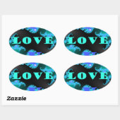 Schöne farbenfrohe Love Universum Vektordesign Kun Ovaler Aufkleber (Blatt)