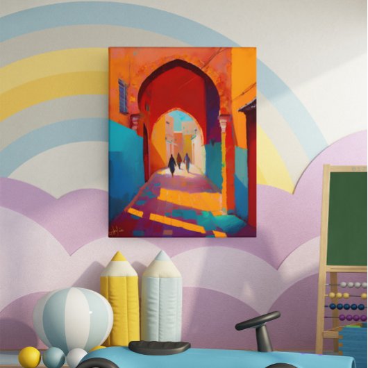 Schöne farbenfrohe Medina Marokko Marrakesch Leinwanddruck