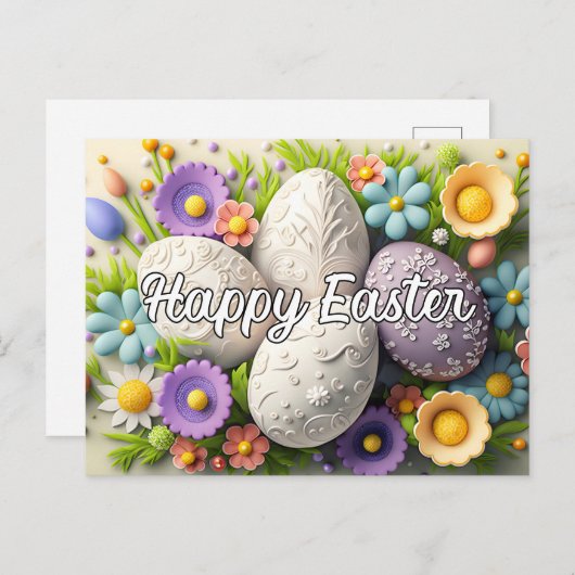 Schöne farbenfrohe Osterfeier Postkarte (Vorne/Hinten)