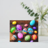 Schöne farbenfrohe Osterfeier Postkarte (Stehend Vorderseite)