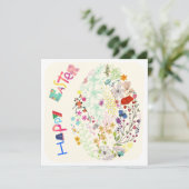 Schöne farbenfrohe Osterkarte für Eierflora (Stehend Vorderseite)