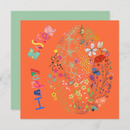 Schöne farbenfrohe Osterkarte für Eierflora