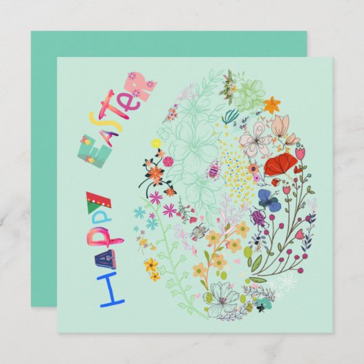 Schöne farbenfrohe Osterkarte für Eierflora (Vorne/Hinten)