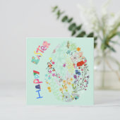 Schöne farbenfrohe Osterkarte für Eierflora (Stehend Vorderseite)