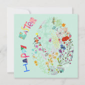 Schöne farbenfrohe Osterkarte für Eierflora (Vorderseite)