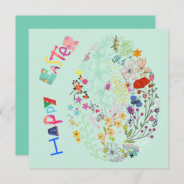 Schöne farbenfrohe Osterkarte für Eierflora