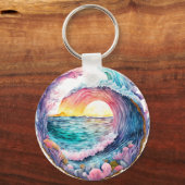 Schöne farbenfrohe Ozeanwelle Schlüsselanhänger (Rückseite)