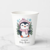 Schöne farbenfrohe Pinguin-Babydusche Pappbecher (Vorderseite)