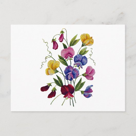 Schöne, farbenfrohe Platterbsen Postkarte (Vorderseite)