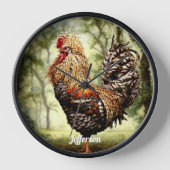 Schöne farbenfrohe Rooster Uhr (Vorderseite)