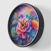 Schöne farbenfrohe Rose Holzrahmen Uhr (Winkel)