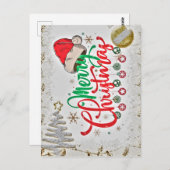 Schöne farbenfrohe rote frohe Weihnachten Neues Ja Postkarte (Vorne/Hinten)