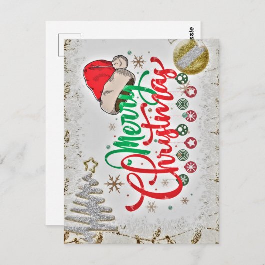 Schöne farbenfrohe rote frohe Weihnachten Neues Ja Postkarte (Vorne/Hinten)