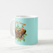 Schöne, farbenfrohe Schmetterlinge und Blüte der N Kaffeetasse (Vorderseite Links)