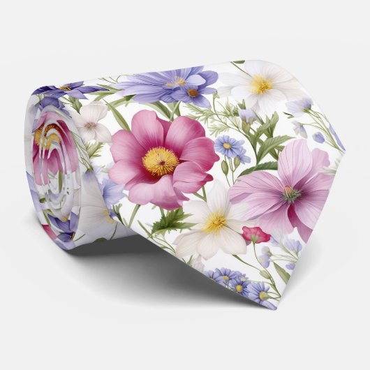 Schöne farbenfrohe Sommerblumen Krawatte (Gerollt)