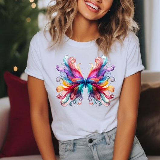 Schöne, farbenfrohe, stilisierte Butterfly T-Shirt