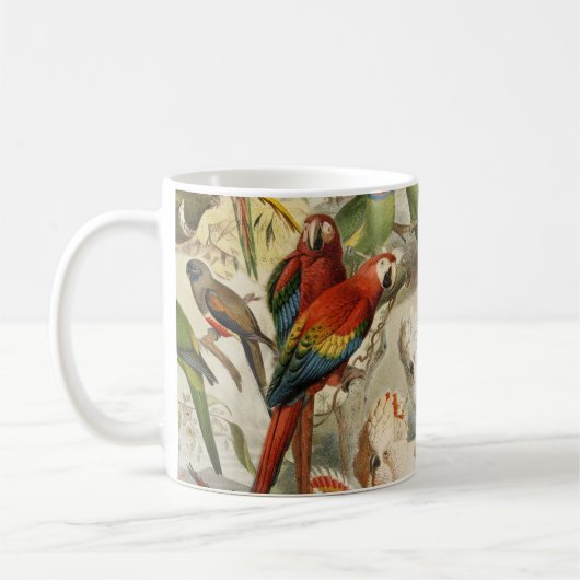 Schöne, farbenfrohe tropische Vogelparrots Kaffeetasse (Links)