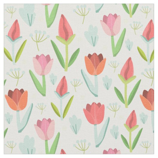 Schöne farbenfrohe Tulips mit Blättern Stoff (Nahaufnahme)