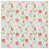 Schöne farbenfrohe Tulips mit Blättern Stoff (Muster)