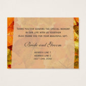 Schöne farbenfrohe verlassen Gastgeschenk Hochzeit (Rückseite)