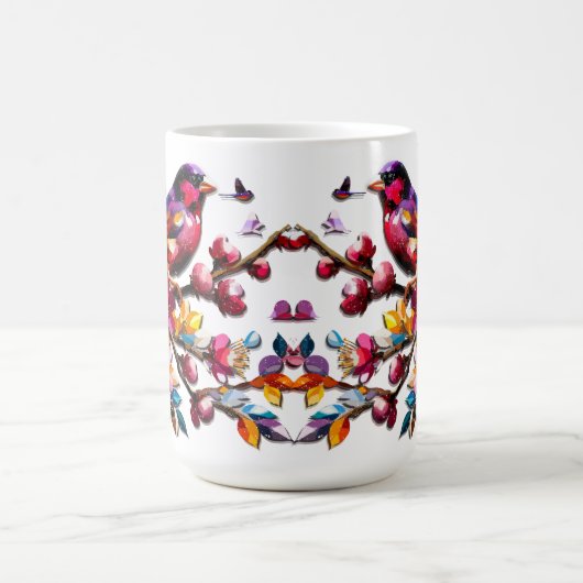 Schöne farbenfrohe Vögel im Sommer Boho Kaffeetasse (Mittel)