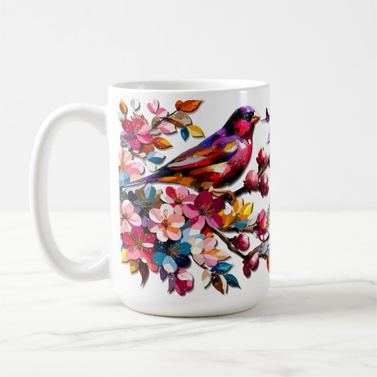 Schöne farbenfrohe Vögel im Sommer Boho Kaffeetasse (Links)