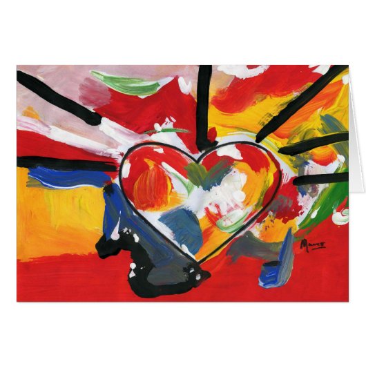 Schöne, farbenfrohe Wasserfarben Herzkarten (Vorderseite (Horizontal))