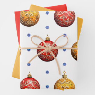 Schöne farbenfrohe Weihnachtsschmuck & Solids Geschenkpapier Set