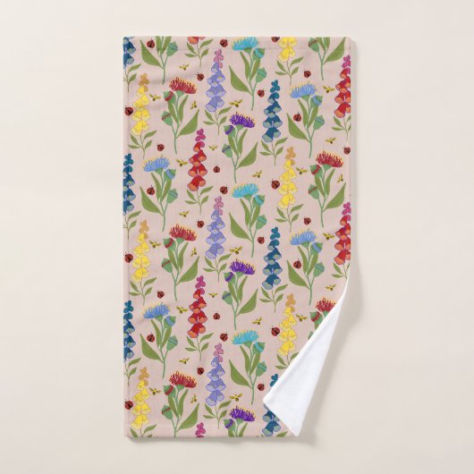 Schöne farbenfrohe Wildblume, Biene, Lady Bug Badhandtuch Set (Handtuch)