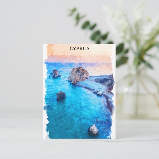 Schöne farbenfrohe zyprische Küste Postkarte (Stehend Vorderseite)