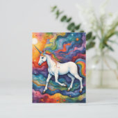 Schöne Farbige Einhorn-Fantasy Postkarte (Stehend Vorderseite)