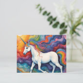 Schöne Farbige Einhorn-Fantasy Postkarte (Stehend Vorderseite)