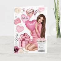 Schöne Fashion Girl Happy Birthday Holiday Card