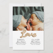 Schöne Feather Birth Ankündigung Twins (Vorderseite)