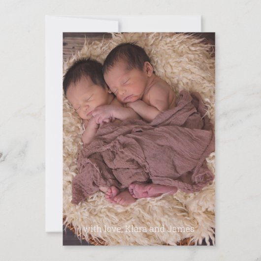 Schöne Feather Birth Ankündigung Twins (Rückseite)