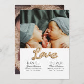 Schöne Feather Birth Ankündigung Twins (Vorne/Hinten)