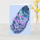 Schöne Feather Birthday Card Karte (Gelbe Blume)