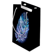 Schöne Feather Geschenktasche - Farben auswählen Kleine Geschenktüte (Rückseite Schrägansicht)
