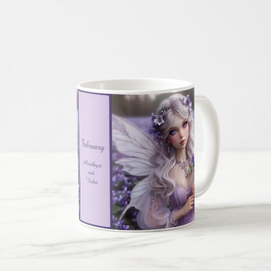 Schöne Februar Fee in Violets Kaffeetasse (VorderseiteRechts)