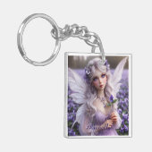Schöne Februar Fee in Violets Schlüsselanhänger (Vorderseite links)
