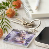Schöne Februar Fee in Violets Schlüsselanhänger (Vorderseite rechts)